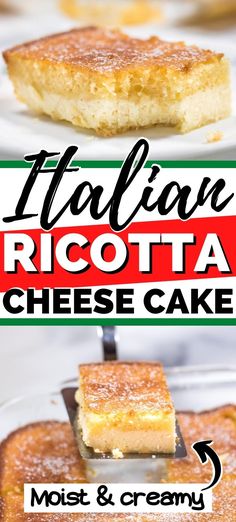 the recipe for mexican ricotta cheese cake is shown in two separate images, with text overlay