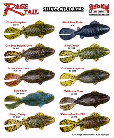 the different types of fish that are available for sale in this page, which shows their size and colors