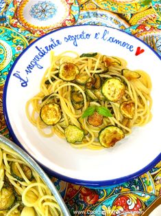 pasta with zucchini and brussel sprouts on a plate