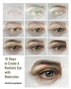 the step by step guide to create realistic eye with watercolors for beginners