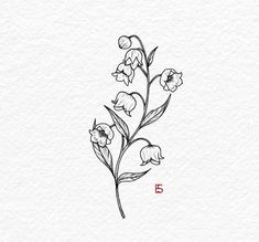 a drawing of some flowers with the letter e in it's middle and bottom corner