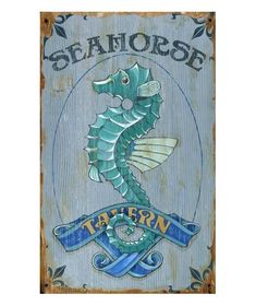 a wooden sign with a sea horse on it's side and the words tarpon