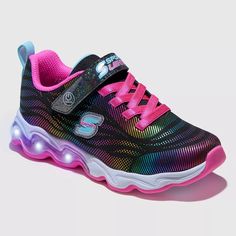 S Sport By Skechers Kids' Jazmin Sneakers - Black : Target Black Skechers, On Off Button, Skechers Kids, Sporty Design, Black 13, Print Sneakers, Rubber Shoes, Kids Black, Comfort Wear