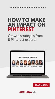 an advertisement for pinterest, which is featured on the front cover of a laptop