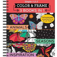 a spiral notebook with an image of animals and flowers on it, in the style of books