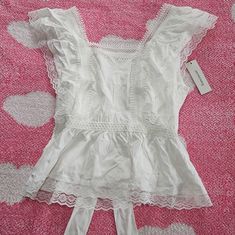 Nwt Francesca's White Lace Blouse. So Cute And Perfect With Some Jeans! White Lace Blouse, Lace Blouse, White Lace, So Cute, Color White, Top Blouse, Blouses, Womens Tops, Lace