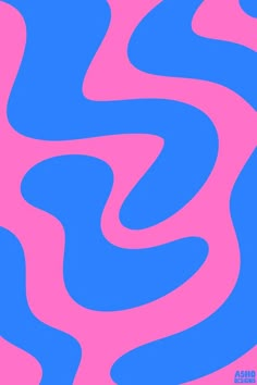 a blue and pink background with wavy lines