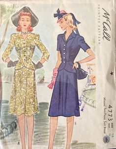 Ww2 Fashion, Princess Seam Jacket, Pin Up Princess, Wwii Fashion, 1940s Fashion Women, People Drawing, Princess Seams, Line Skirt