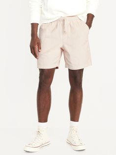 elastic-drawstring waist hip pockets back right welt pocket faux fly pull-on style relaxed hip and thigh hits above knee 7" regular inseam 8" tall inseam model is approx.  6'1" and wears size m (32w)machine wash according to the care instruction label  . Best Holiday gift for Men , perfect Shorts for Christmas! Holiday Gifts For Men, Old Navy Men, Jogger Shorts, Bottom Clothes, Big And Tall, Gift For Men, Welt Pocket, Toddler Boys, Drawstring Waist