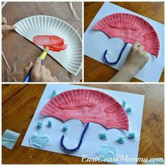 paper plate umbrella craft for kids to make