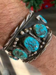 Signed, Native American, Statement Piece, Sterling Silver and Turquoise Cuff. - Etsy Masculine Jewelry, Turquoise Stone Jewelry, Silver Smithing, Turquoise Jewellery, American Lifestyle, Turquoise Jewelry Native American, Antique Tools, Native American Turquoise, American Turquoise