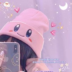 Kirby is always my god !! my love!Material: 100% acrylic & very flexibleHead circumference: 55cm - 60cm (average size)/**/ Kirby Hat, Kirby Plushies, Kawaii Kirby, Fashion Subcultures, Kawaii Hat, Kawaii Products, Kawaii Store, Contact Card, Crop Top With Jeans