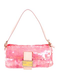 Iridescent Sequin, Pink Iridescent, Santa Monica Pier, Yellow Satin, Normal Person, Authentic Designer Handbags, Fendi Baguette, Bag Shop, Pretty Bags