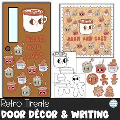 retro treats door decor and writing for kids to use on their own school days or back to school