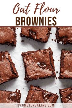 chocolate brownies with text overlay that reads oat flour brownies