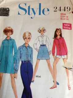 an old fashion sewing pattern for women's blouses and pants, from the 1960s