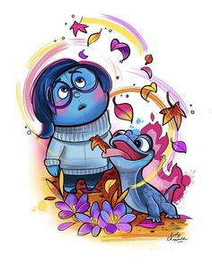 an image of two cartoon characters with butterflies around them