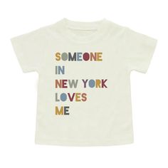 Sending love from New York! Shop similar prints for the cutest sibling match. SOFT COTTON: Made with 100% luxury cotton, our children’s shirts are soft and breathable with a little stretch to accommodate for the comfort of your little ones. This cotton fabric holds up to multiple washes and still looks fresh. UNIQUE PRINTS: Each piece features an in-house designed stylish print. Our artist designed prints in a variety of trending colors and graphics with vintage and bohemian touches are what mak Spring Letter Print T-shirt For Playtime, Playful Letter Print Tops For Playtime, Fun Letter Print Tops For Playtime, Casual Printed T-shirt For Playtime, Playtime Soft-washed White Tops, Casual Printed T-shirt For Play, Funny Print Tops For Spring Playtime, White Tops With Funny Print For Playtime, Printed Cotton T-shirt For Playtime