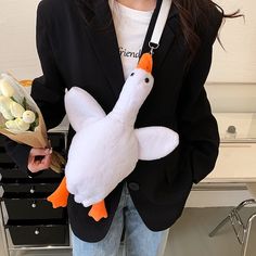 Cartoon Mobile Phone Bag Anime Plush Backpack Cute Plush Duck Doll Shoulder Bag Cute Animal Stuffed Duck, Duck Doll, Bird Purse, Kawaii Bag, Duck Bag, Plush Bags, Plush Backpack, Novelty Bags, Cute Spring