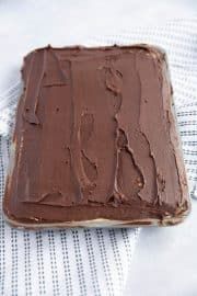 a piece of chocolate cake sitting on top of a table