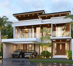 this is an artist's rendering of a modern house in the middle of palm trees