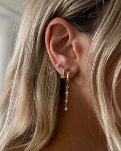 Nadia earrings | VIE EN BLEU Constellation Piercings, Ear Style, Prom Earrings, Stacked Earrings, Shimmer And Shine, Prom Jewelry, Huggie Earrings