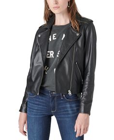 in stock Spring Fashion, Leather Moto, Leather Moto Jacket, Black Leather Jacket, Jackets Online, Classic Leather, Moto Jacket, Blazers For Women, Lucky Brand