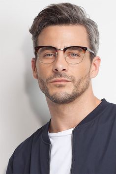 Tortoise Browline Prescription Eyeglasses-Large Full-Rim Acetate Eyewear-Borderline Browline Glasses Aesthetic, Oblong Face Glasses Men, Browline Glasses Men, Male Eyeglass Frames, Beard Styles Shape, Modern Short Hairstyles, Beard Styles Short, Beard Hairstyle, Men Haircut Styles