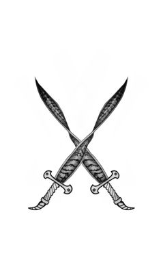 two crossed swords with intricate designs on them