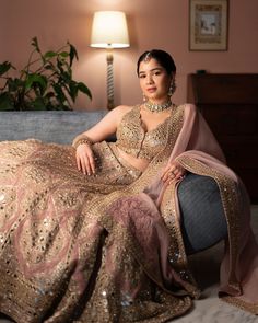 Rose Gold Lehenga, Anant Ambani And Radhika Merchant, Radhika Merchant, Anant Ambani, Gold Lehenga, Lehenga Dress, Golden Saree