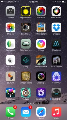 the home screen of an iphone with various icons on it, including different colors and sizes