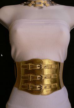 Gold Corset Belt, Chunky Gold Belt, Harness Aesthetic, Empress Costume, Medusa Cosplay, Kings Guard, Roman Empress, Gold Waist Belt, Gold Corset