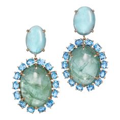 18 Karat Rose Gold Aquamarine Green Beryl Blue Topaz Drop Dangle Earrings For Sale at 1stDibs | kate spade lime sherbet, green aquamarine earrings, blue green beryl Pearl Diamond Dangle Earrings, Rose Gold Dangle Earrings, London Blue Topaz Earrings, Ocean Hues, Pretty Rose, Fancy Rings, Luxe Jewelry, Mini Earrings, Aquamarine Earrings