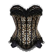 Sexy Black and Leopard Print Satin Bustier Corset · KoKo Fashion · Online Store Powered by Storenvy Corset Steampunk, Body Shaper Corset, Fashion Corset, Bustier Lingerie, Leopard Print Bow, Satin Bustier, Boned Corsets, Corset Bustier, Leopard Fashion