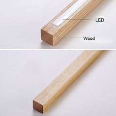 two views of wood and led lights