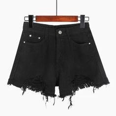 Women Hole Denim Shorts Summer Slim Streetwear Irregular Wide Leg Shorts Ladies Korean Fashion High Unique Clothing Stores, Jeans Female, Techwear Fashion, Rash Guard Swimwear, Wide Leg Shorts, Summer Shorts Denim, 90s Fashion Grunge, High Waist Short, Korean Casual