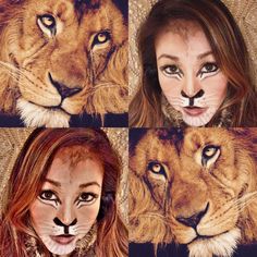 Simple Lion Makeup, Lion Makeup Women, Simba Costume, Lion Makeup, Halloween Makeup Witch, Asian Dragon Tattoo, Deer Makeup