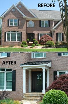 before and after pictures of a brick house