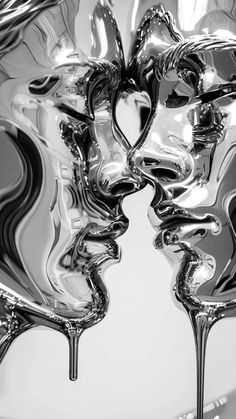 black and white photograph of two abstract faces