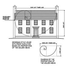 an architectural drawing shows the front and side of a house with measurements for each section