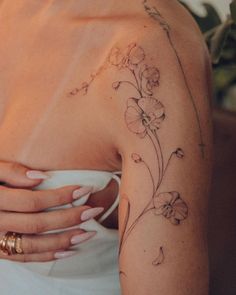 Orchid Knee Tattoo, Orchid Tattoo Collar Bone, Orchid Wrap Around Tattoo, Wild Orchid Tattoo, Realistic Orchid Tattoo, Orchid Vine Tattoo, Flowers Around Words Tattoo, Orchid Back Tattoo, Floral Thigh Tattoos Women