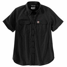 Keep your cool on service calls and sunny jobsites in this women's button-front shirt. Lightweight chambray wicks sweat and dries quickly to regulate your body temperature. Built-in flex lets you unload boxes or take measurements with ease. Cut for a relaxed fit.Features2.9-ounce, 71% polyester / 29% nylon chambrayBuilt with Force technology to wick sweat, dry fast, and fight odorsFastDry® technology keeps you cool for all day comfortBuilt to move with Rugged Flex® stretch technologyUPF 50+Butto Carhartt Women Shirt Long Sleeve, Carhartt Women Tshirt, Carhartt Shirt, Workwear Button-up Camp Shirt With Welt Pockets, Carhartt T Shirt, Carhartt Womens, Carhartt Shirts, Lightweight Shorts, Body Temperature