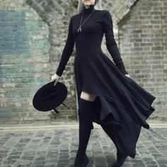 I Have Been Desperate To Find Either Of These For Some Time I Missed When They Went Back In Stock I Can Easily Say This Is My Dream Dress! If Anyone Has One That They Are Willing To Give Up Even If It's Not Perfect,I'd Be So Grateful I Can Probably Also Make A Medium Or Xl Work Thanks In Advance Fitted Long Gothic Dress, Fitted Gothic Winter Dresses, Black Asymmetrical Hem Dress For Winter, Black Dress With Asymmetrical Hem For Winter, Fitted Long Sleeve Black Maxi Dress, Elegant Black Asymmetrical Long Sleeve Dress, Elegant Black Long Sleeve Asymmetrical Dress, Gothic Fitted Maxi Dress, Black Fitted Asymmetrical Dress For Formal Occasions