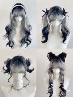 Hairstyle Curly Long Hair, Hair Design For Short Hair, Unique Anime Hairstyles, Cute Dyed Hair, Twintails Hairstyle, Cute Anime Hairstyles, Hair Dye Patterns, Tomboyish Side Tails, Anime Hair Styles