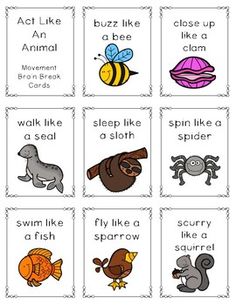 an animal themed flashcard with words and pictures to describe the animals in each card