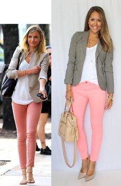 Love these peach skinnies! Work Outfit #collection #kelly751 #WorkOutfit #Work #Outfit #nicefashion #topfashion   www.2dayslook.com Stylish Business Casual, Mode Tips, Summer Work Outfits, Mode Casual, Casual Work Outfit, Pink Pants, Casual Work Outfits, Work Outfits Women