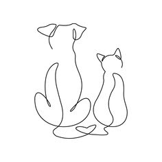 two cats sitting next to each other on a white background