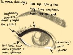 To make doe eyes How To Create Siren Eyes, Doe Eyes Vs Siren Eyes Drawing, Misa Amane Makeup Tutorial, Alt Makeup For Downturned Eyes, Eyeliner Alt Tutorial, Doe Eye Makeup, Makeup For Round Eyes, Almond Eye Makeup, Doll Eye Makeup