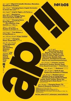 a poster with the words on it in black and yellow, as well as an image of