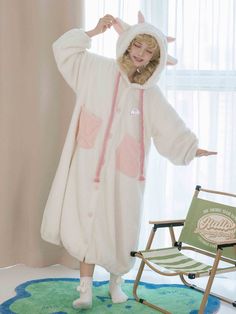 Size S L Full Length 111 114 Shoulders 53 55.5 Bust 130 136 Sleeve Length 52 54 Hem Circumference 125-224 131-230 Cozy Long Sleeve White Dress, Casual Oversized Robe For Loungewear, Cozy White Long Sleeve Dress, Casual Long Sleeve Dresses For Pajama Party, Cute Long Sleeve Sleep Dresses, Cozy White Sleepwear For Spring, Cozy White Sleepwear For Loungewear, Cute White Dresses For Pajama Party, Casual Long Sleeve Bedtime Dress